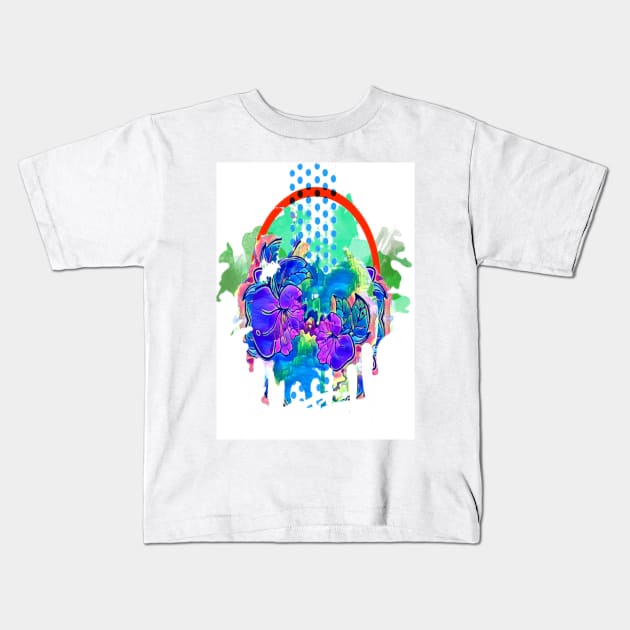 Surf flower color splash Kids T-Shirt by SilverPixieArt